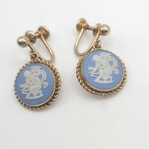 Vintage Van Dell Wedgwood‎ Earrings Gold Filled